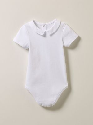Cyrillus - Body col ottoman en coton biologique - Taille 18M - Blanc