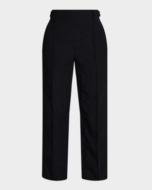 Mid-Rise Pull-On Straight Crop Pants