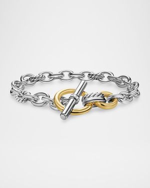 Mercer Single Row Toggle Bracelet with Diamonds in Silver and 18K Gold, 5mm