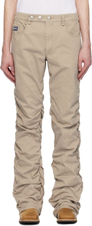 MISBHV Beige Cotton Twill Stacked Trousers