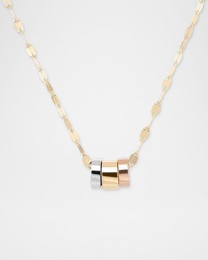 Movable 14K Tri-Gold Loop Necklace, 18"