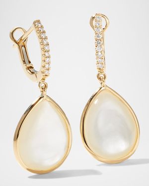 14K Yellow Gold Small Luna Drop Earrings with Diamonds