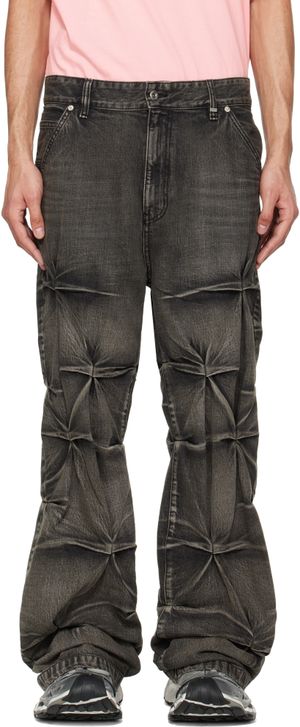 We11done Black Wrinkled Jeans
