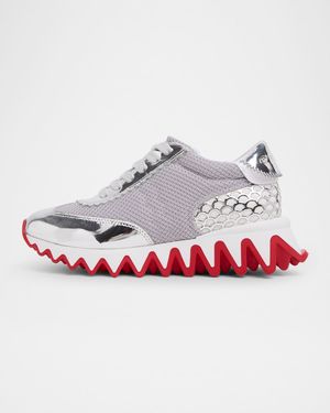 Kid's Mini Shark Metallic Leather and Mesh Sneakers, Toddler/Kid