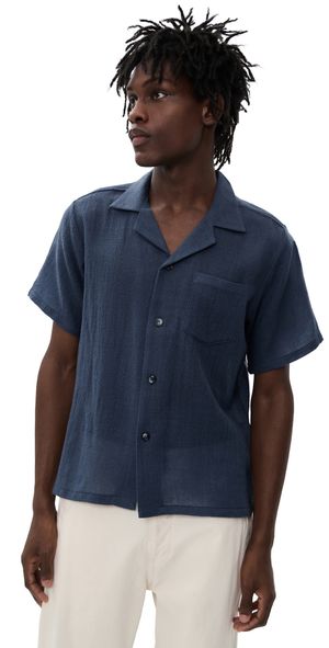 Bather Wool Gauze Short Sleeve Camp Shirt Steel M
