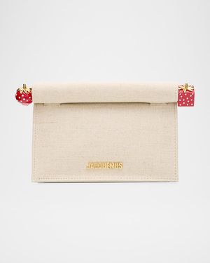 La Petit Rond Carré Linen Clutch Bag