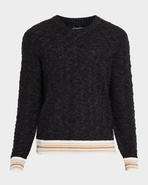 Men's Cable Knit Loose-Fit V-Neck Sweater