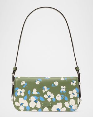 liv painterly bouquet embossed leather shoulder bag