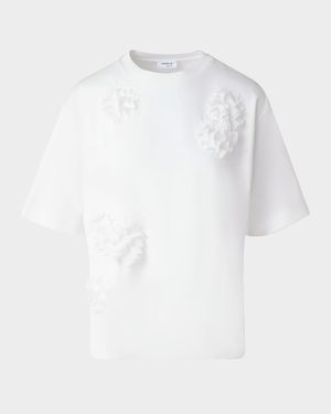 3D Carnation Applique Short-Sleeve Cotton Jersey T-Shirt