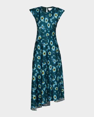 Violeta Asymmetric Satin Midi Dress