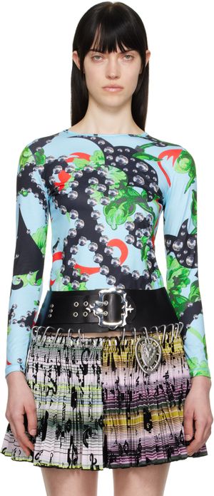 Chopova Lowena T-shirt ajusté Spangle Tangle bleu en jersey