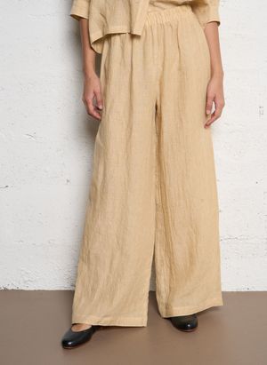 Masscob - Pantalon large en lin - Taille L - Jaune