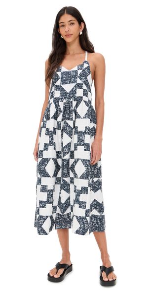 Sea Ana Patchwork Print Tank Dress Navy XS