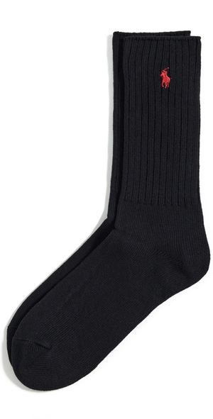 Polo Ralph Lauren Cotton Rib Crew Socks Black 10-13