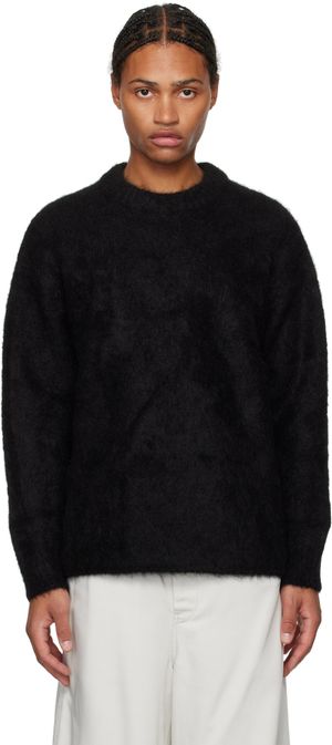 AMOMENTO Black Alpaca Round Neck Sweater