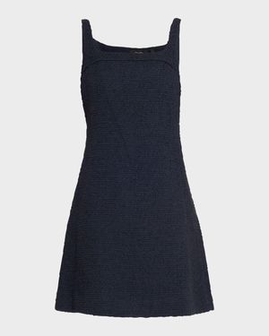 Square-Neck Tweed Mini Dress
