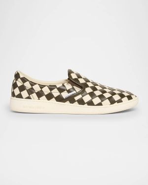 Men's Sawyer Intrecciato Check Calfskin Slip-On Sneakers