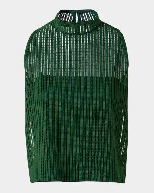 Stripes Embroidered Techno Sleeveless Top