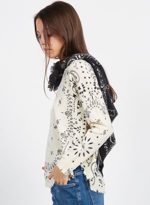 Kujten - Echarpe en cachemire à imprimé - Taille Unique - Noir