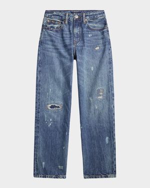 Boy's Lynwood Distressed Cotton Denim Jeans, Size 8-20