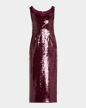 Off-The-Shoulder Sequin Midi Dress