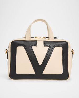 Viva Superstar Small VLOGO Leather Duffle Top-Handle Bag