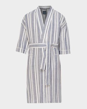 Men's Summer Woven Stripe Kimono Robe
