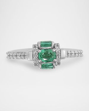 Procida Ring in 18K White Gold with Emeralds and Diamonds