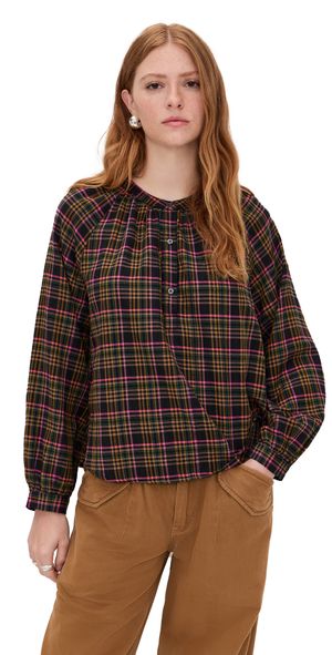 XIRENA Dara Top Espresso Plaid XS