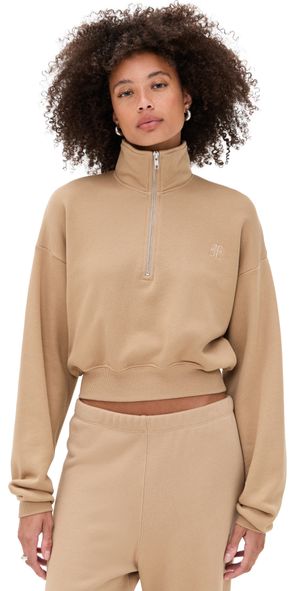 Éterne Cropped Half-Zip Sweatshirt Taupe L