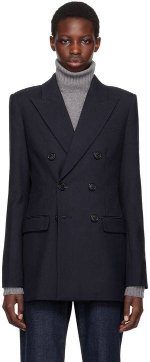 AMI Paris Navy Double-Breasted Blazer