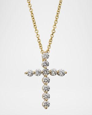 18K Yellow Gold Diamond Cross Pendant, 0.66tcw
