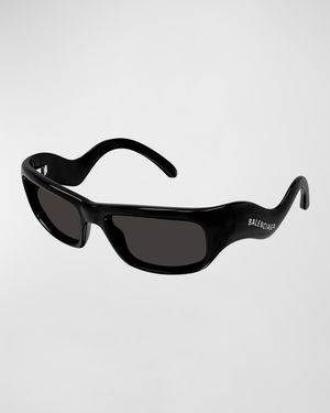 Wavy Plastic Rectangle Sunglasses