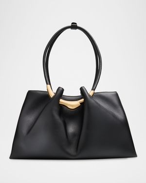 Asa Pleated Leather Satchel Shoulder Bag