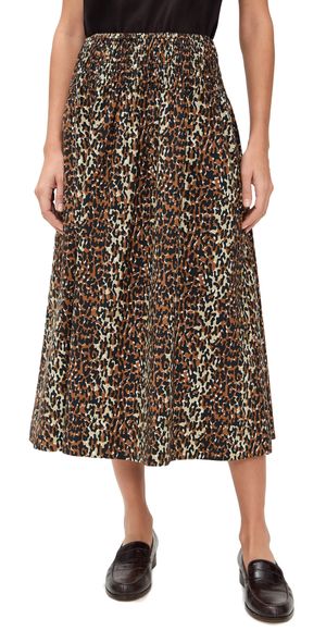 Clare V. Double Jaguar Zoe Skirt Caramel Multi XS