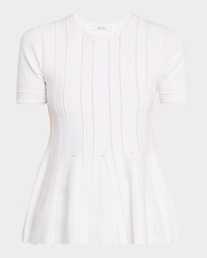 Epoche Pointelle Knit Peplum Top