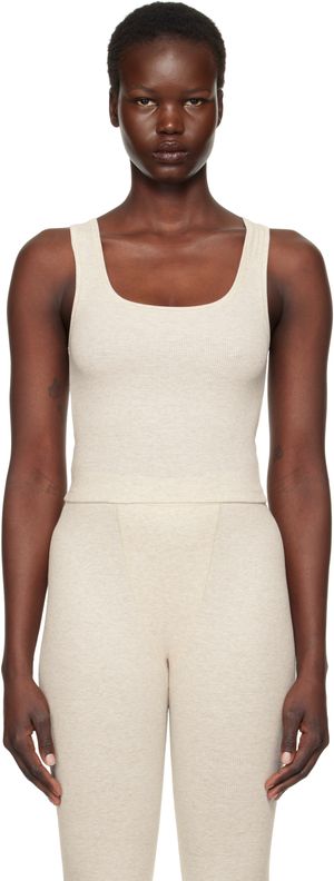 SKIMS Beige Cotton Rib Tank Top
