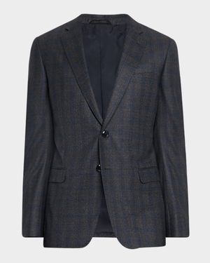 Men's Blurred Plaid G Line Two-Piece Suit