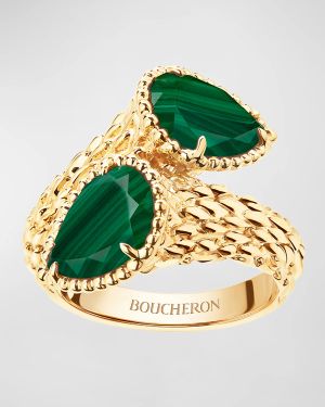 Serpent Boheme 18K Yellow Gold Malachite 2-Motif Ring
