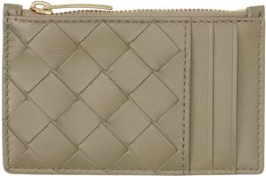 Bottega Veneta Taupe Zipped Card Holder