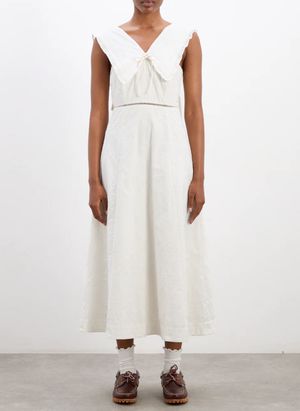 Damson Madder - Robe midi bustier en coton bio - Taille 12 - Blanc