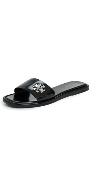 Tory Burch T Lock Slides Perfect Black 5.5