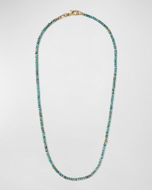 Men's Skull Turquoise Beaded Necklace, 24"L