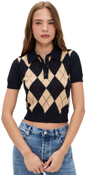 FRAME The Argyle Polo Navy Multi M