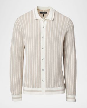 Men's Harvey Stripe Knit Button-Down Shirt