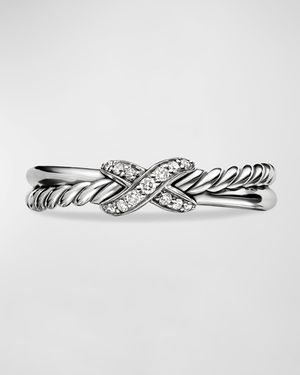 Petite X Ring with Pave Diamonds