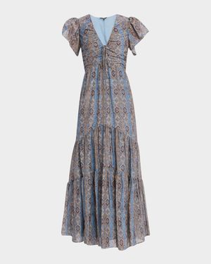 Kinga Ribbed V-Neck Maxi Dress