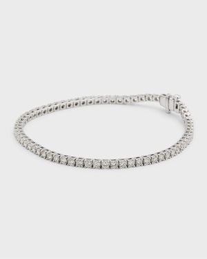 18K White Gold Round Diamond Bracelet, 7"L, 3.0tcw