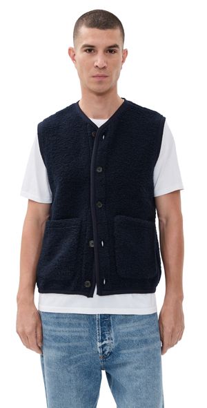 Universal Works Lancaster Fleece Gilet Navy XL