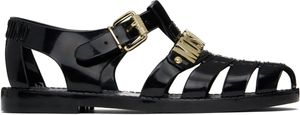 Moschino Sandales noires en caoutchouc à ferrures à logo